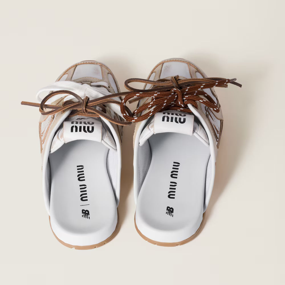 530 SL Mules – Bleached Leather & Gum Sole Travertine Gray White Edition